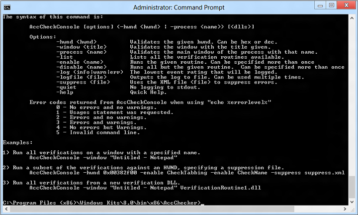 accchecker console command-line tool