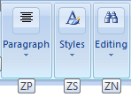 screen shot of keytips for pop-up groups