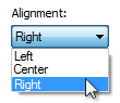 screen shot of logical drop-down list