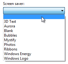 screen shot of drop-down list with blank selected