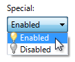screen shot of drop-down list of labels with icons