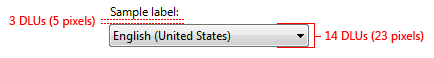 screen shot of drop-down list and specifications
