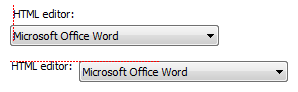 screen shot of drop-down list incorrectly aligned