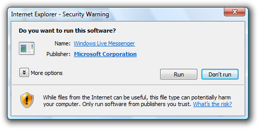 screen shot of 'do you want to run this software?'