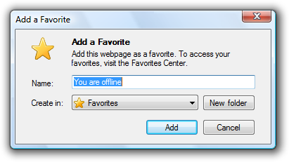 screen shot of favorites dialog box with star icon