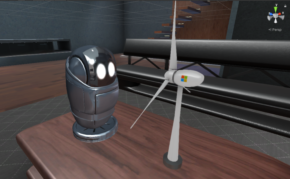 Screenshot of a scene from the MRTK3 Zappy's Playground tutorial.