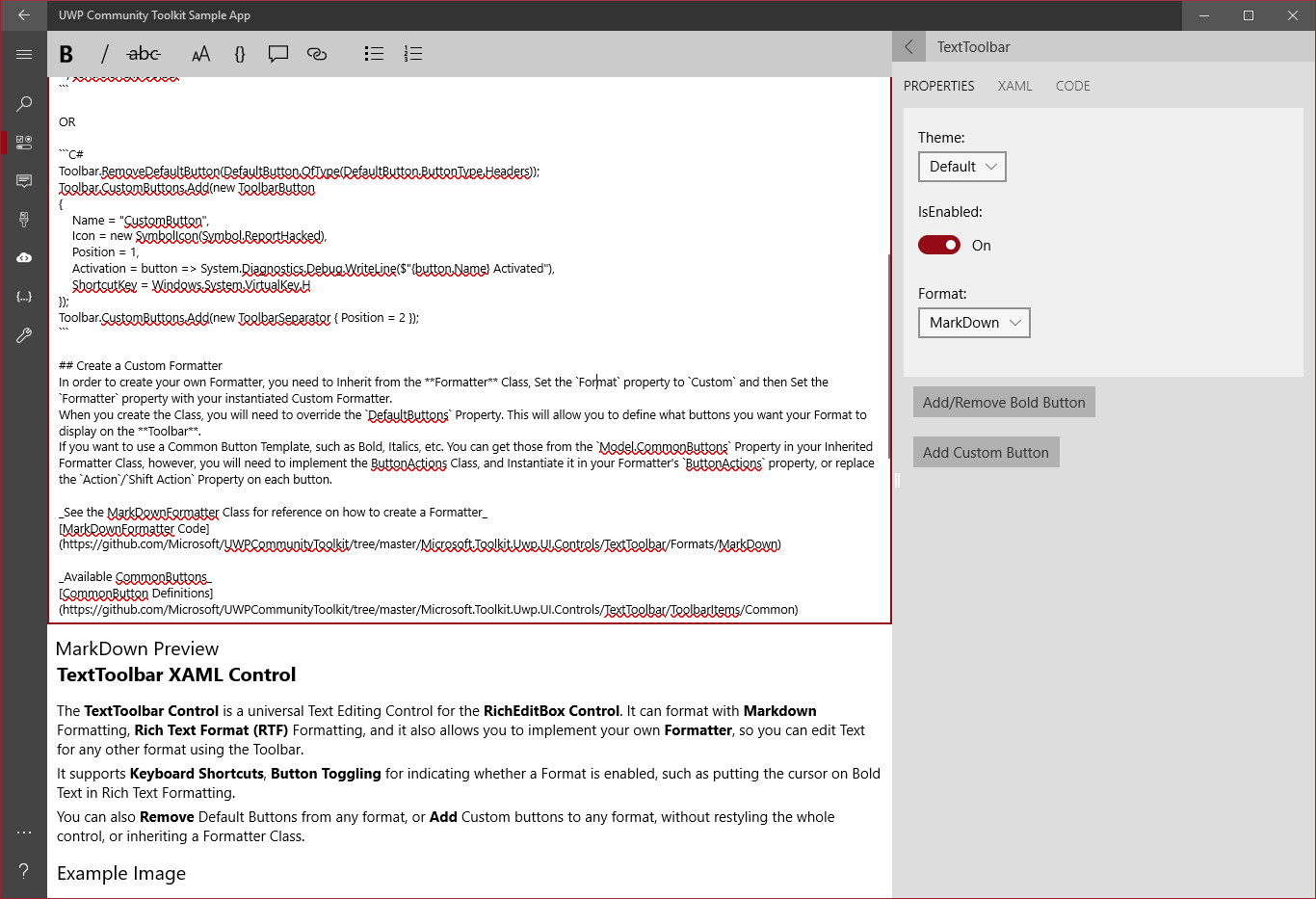 TextToolbar Sample