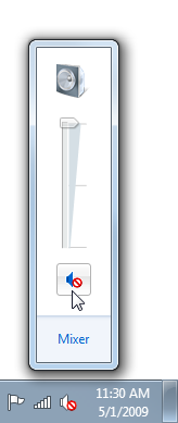 screen shot of notification area and volume slider