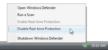 screen shot of a command without check mark