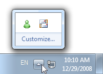 screen shot of notification area and overflow