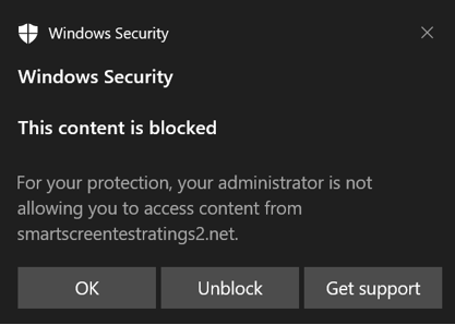 Windows 安全中心网络保护通知。