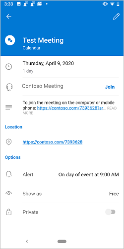 Android 上的“加入会议”屏幕。
