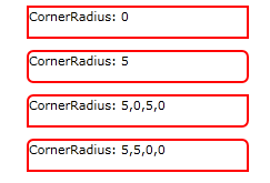 CornerRadius XAML 示例呈现的输出