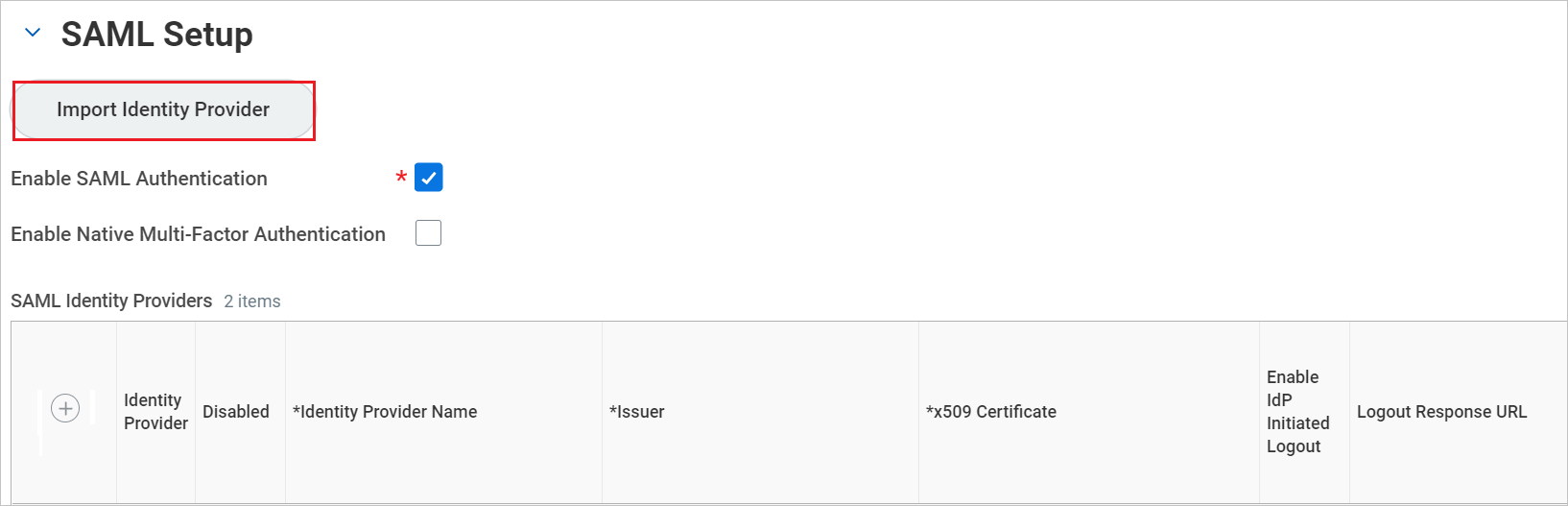 SAML 安裝程式 顯示 SAML 安裝程式的螢幕快照。