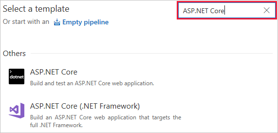 在範本頁面上搜尋 ASP.NET Core