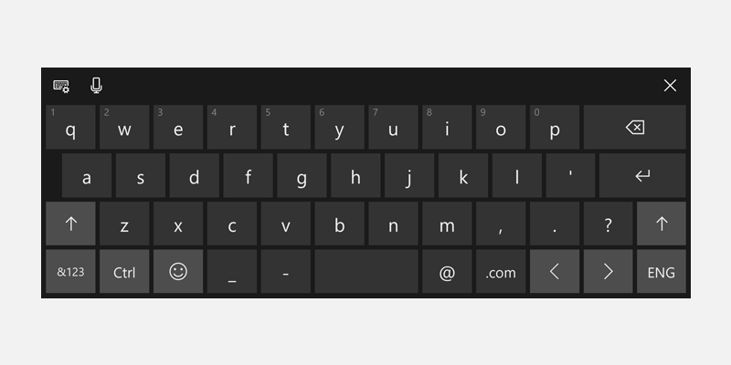 Windows touch keyboard for email addresses