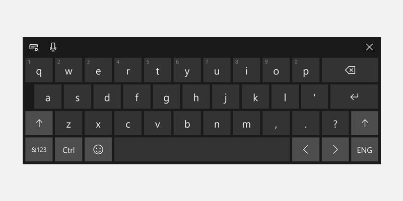 Windows touch keyboard for incremental search