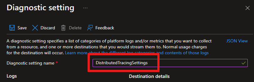 显示用于为诊断设置添加名称的位置的屏幕截图。