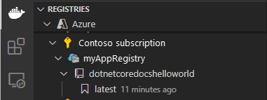 屏幕截图显示部署到 Azure 容器注册表的镜像。