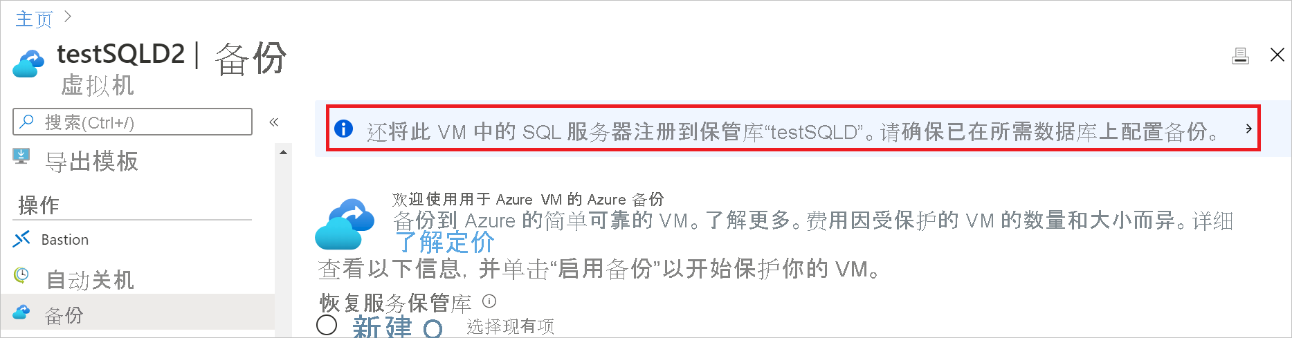 屏幕截图显示了横幅中的保管库名称。