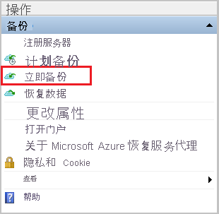 屏幕截图显示了如何开始备份 Windows Server。