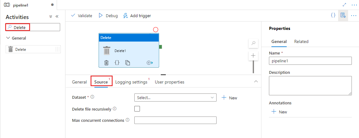 显示删除活动的 UI。
