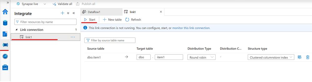 屏幕截图显示启动链接连接。