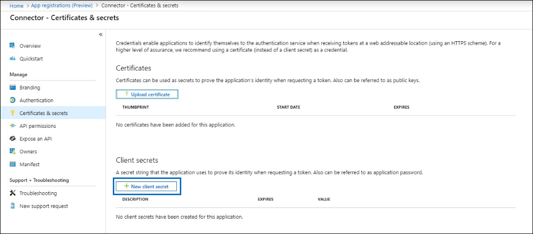 创建新的客户端密码。