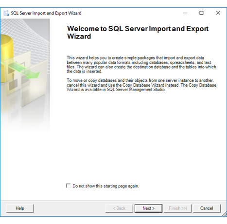 Welcome page of the Import and Export Wizard 导入和导出向导的“欢迎”页