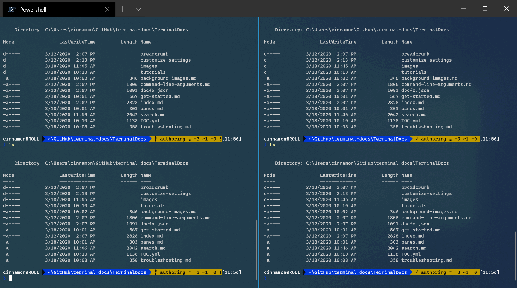 Windows 终端窗格搜索屏幕截图