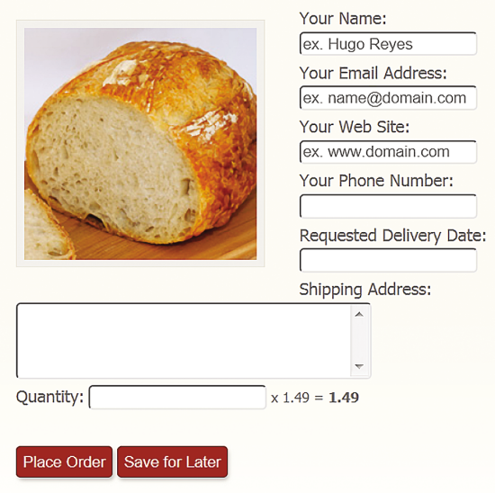 A Sample Order Form