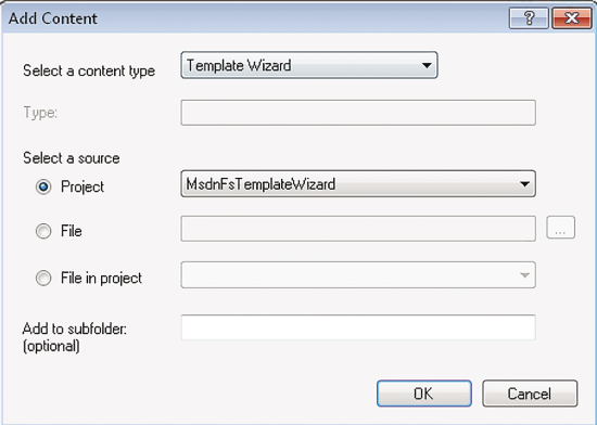 The Completed Add Content Window