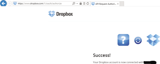 Successful Authorization for My Application on the Dropbox Portal