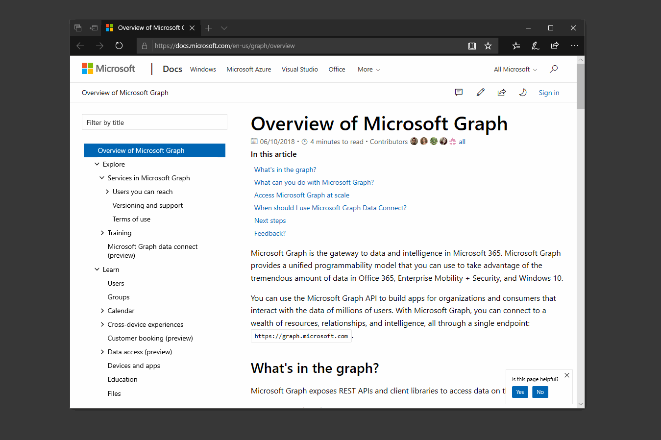 在 docs.microsoft.com