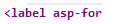 用户选择了“asp-for”，现在它以粗体紫色显示，因为用户未使用深色主题。