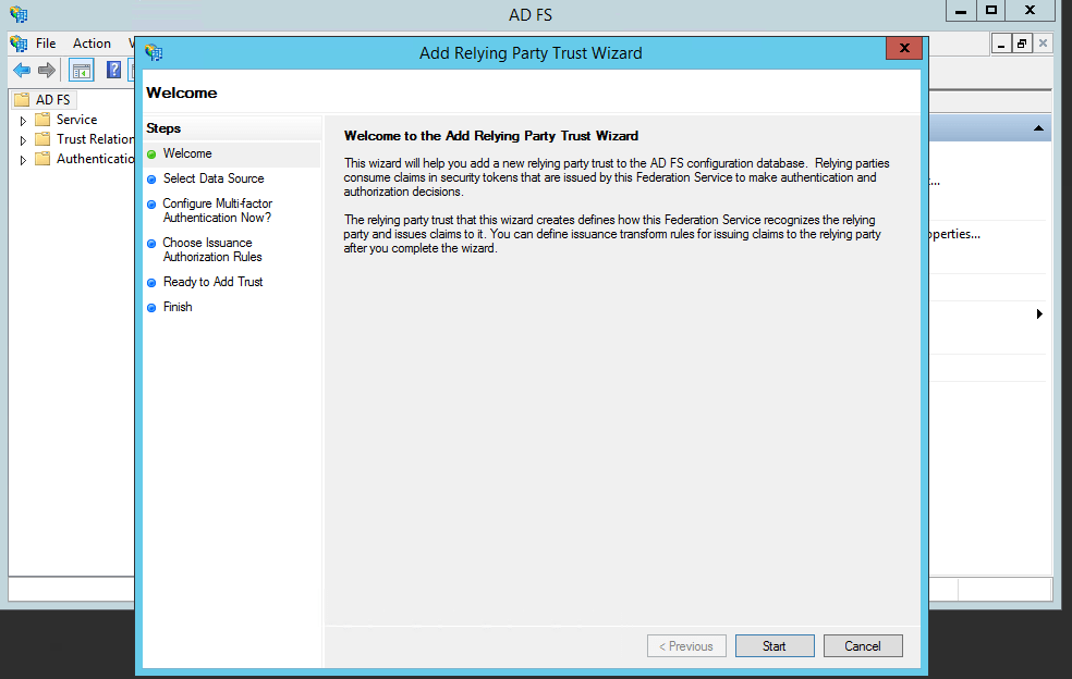 添加信赖方信任向导：欢迎