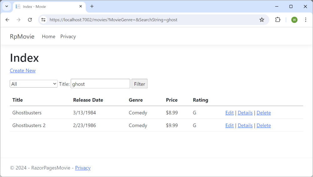 示例应用的示例页面