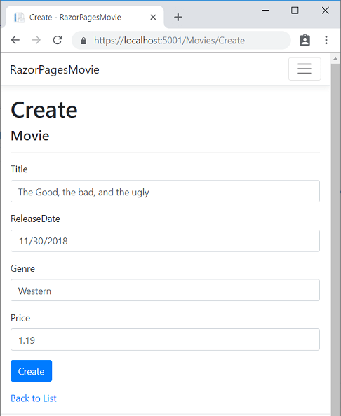 Create page