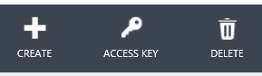 显示标记为“创建”的加号、标记为“访问密钥”的密钥和标记为“删除”的垃圾桶的屏幕截图。