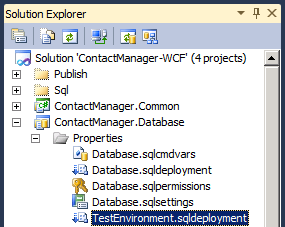 请注意，新文件已添加到数据库项目中的 Properties 文件夹中。