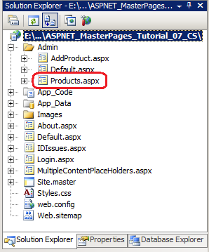 向管理员文件夹添加新 ASP.NET 页
