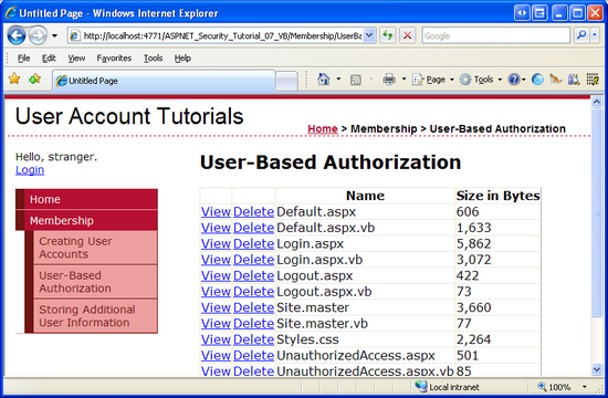 LoginView 控件仅呈现经过身份验证的用户的 FileContents TextBox