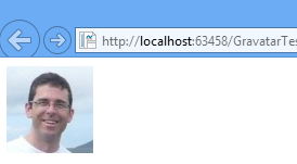 Web 浏览器窗口的屏幕截图，其中显示了用户选择的戴着眼镜的男子的 Gravatar 图像。