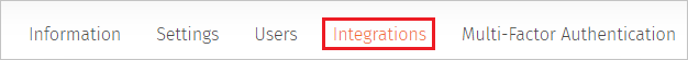 Screenshot shows the Integrations link.