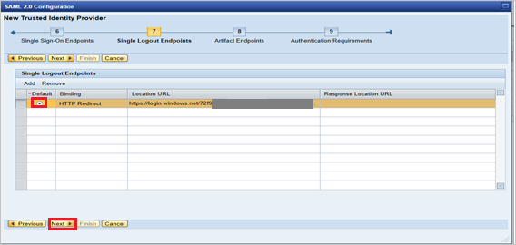 Single Logout Endpoints options in SAP