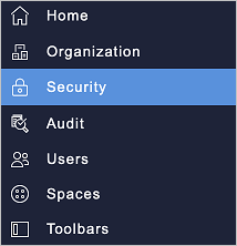 Screenshot of the Workgrid U I with the Security section called out.