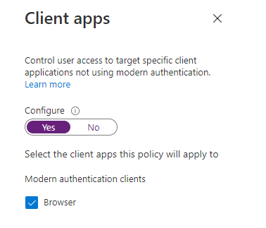 Screenshot that shows applying the policy to the browser.