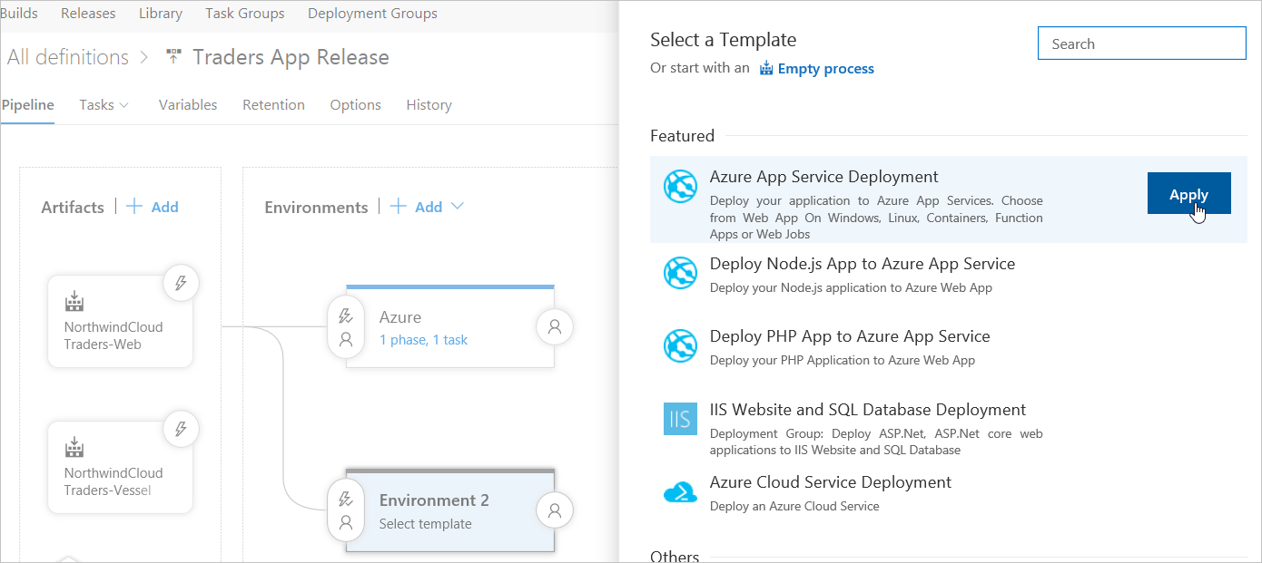 在 Azure DevOps Services 中将环境添加到 Azure 应用服务部署