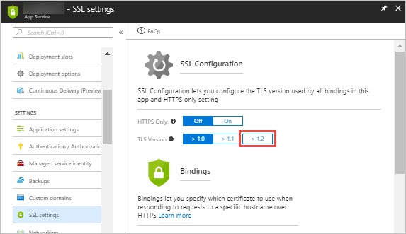 强制实施 TLS 1.1 或 1.2