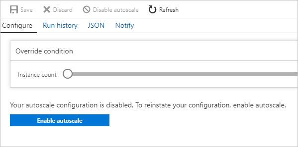 显示如何在 Azure 应用服务中启用自动缩放的屏幕截图。